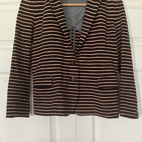{J. Crew} Maritime Ponte Knit Striped Blazer in Black & Tan - Women's XS - Picture 3 of 10